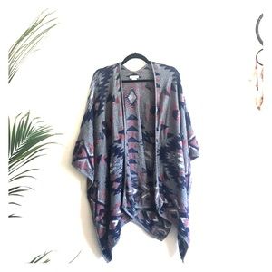 Lucky Brand Ruana Pancho Top OS